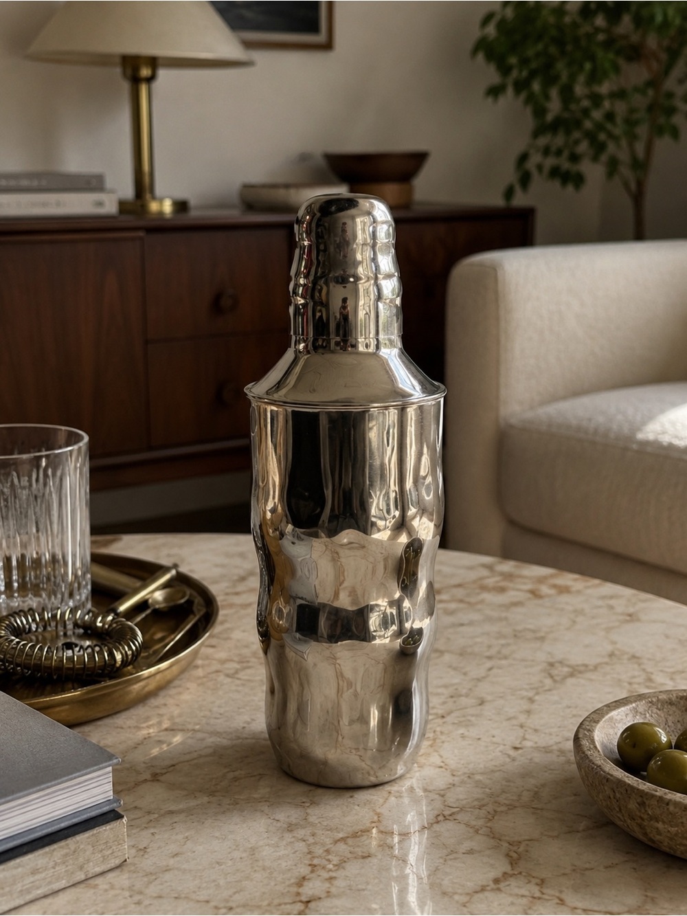 Vintage Stainless Steel Cocktail Shaker - Polished Silver